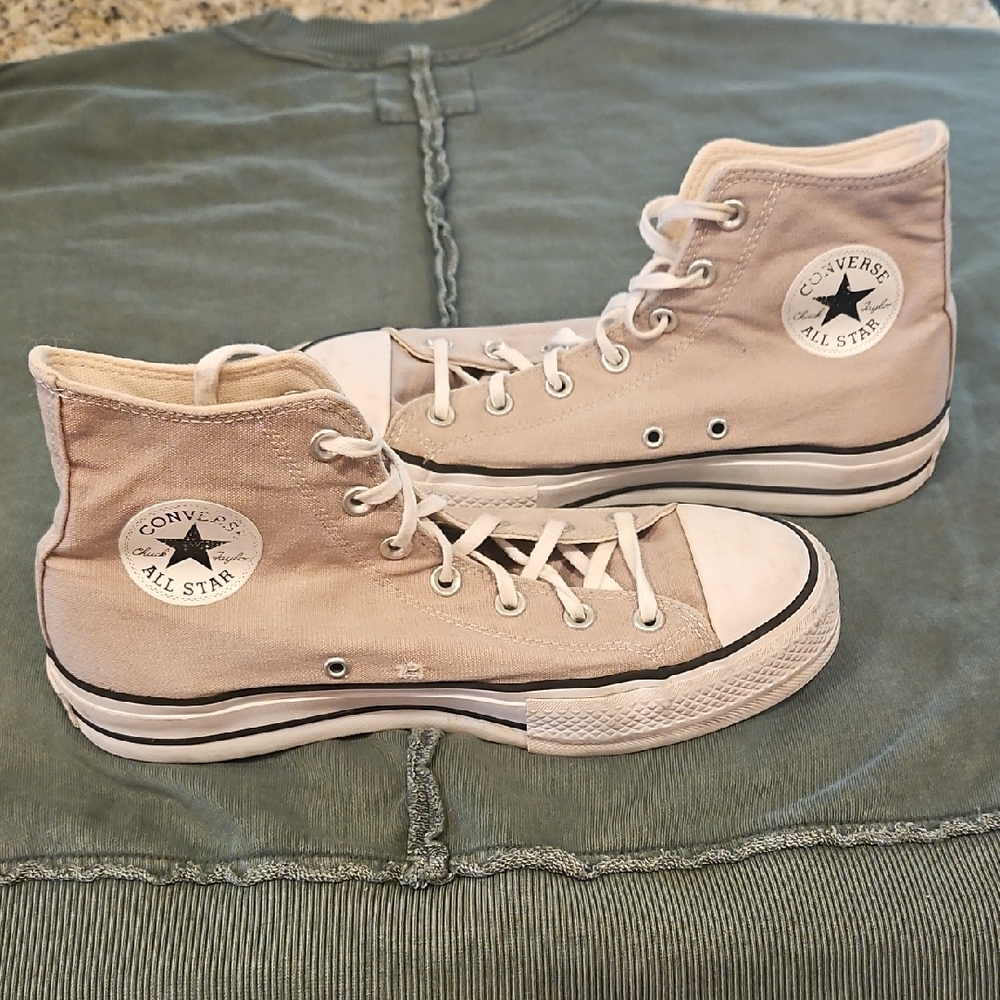 Converse Taupe/Stone Colored High-Top Sneakers